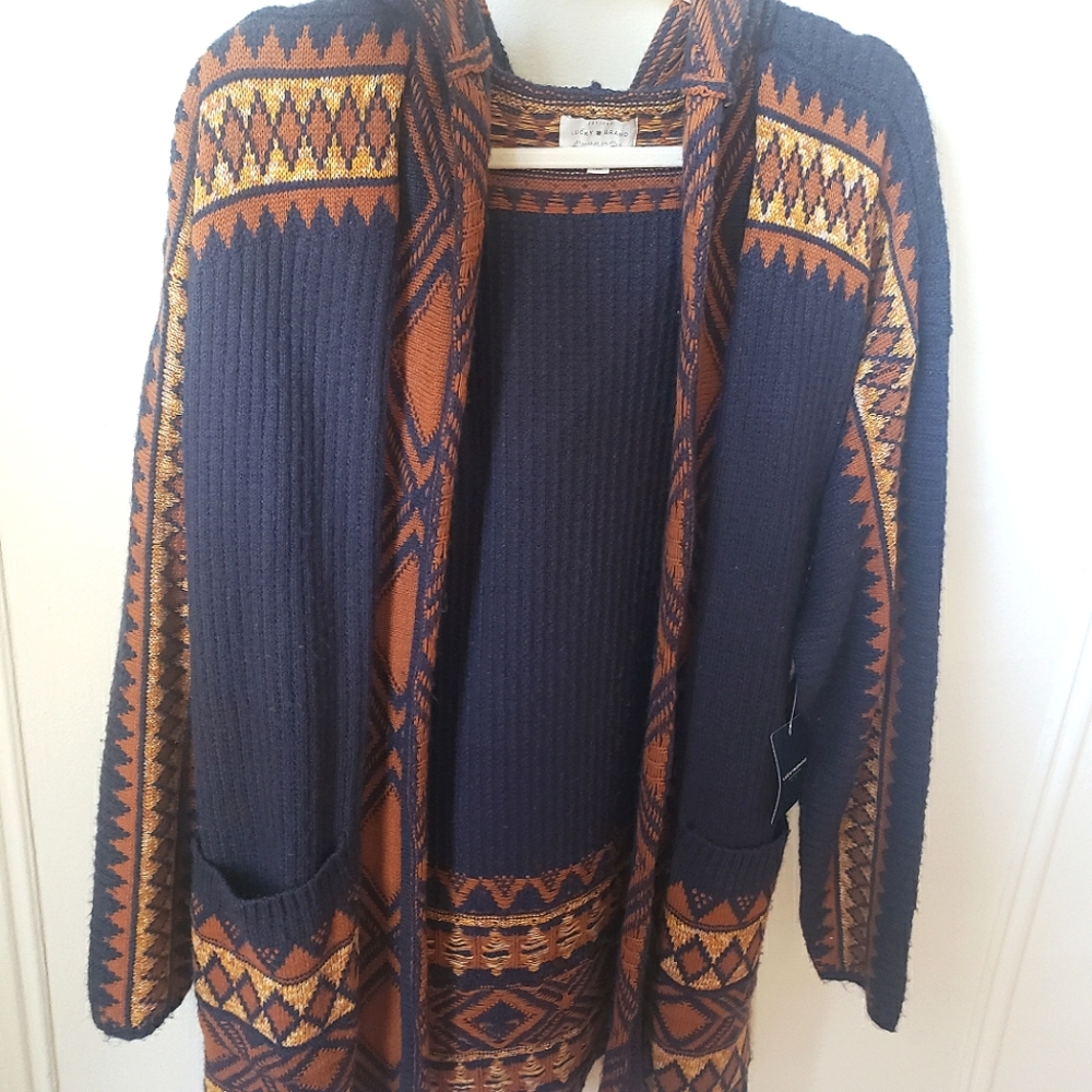 Lucky Brand Cardigan, Large, Navy, Nbw nwt